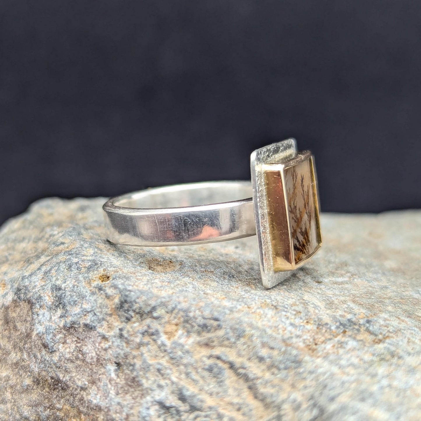 Dendritic Agate Ring -  Size 6