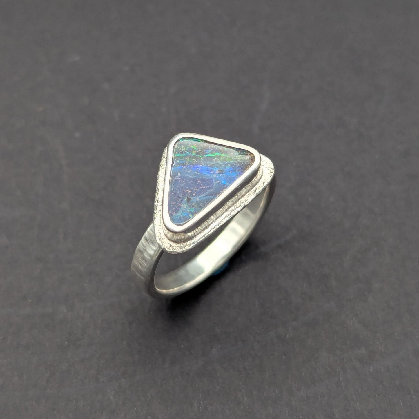 Triangle Australian Boulder Opal Ring - Size 9