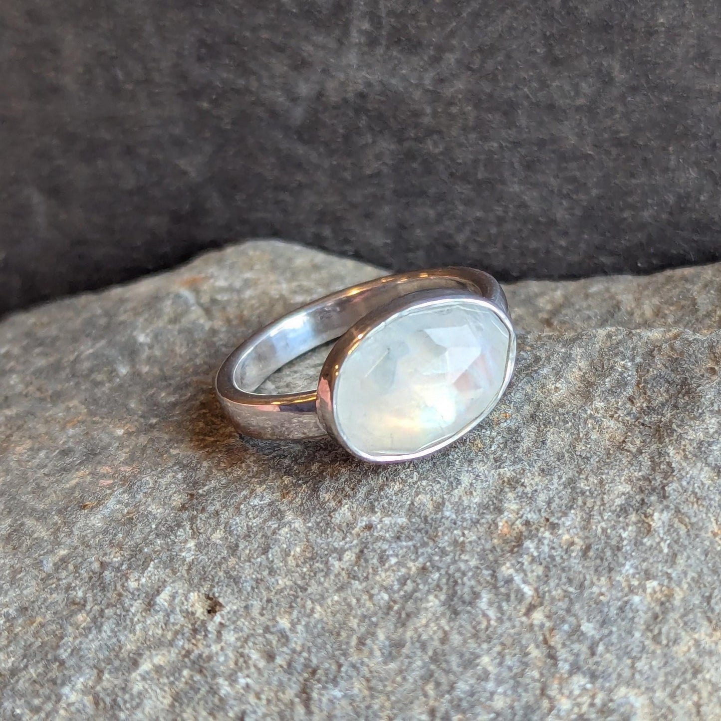 Rainbow Moonstone Ring - Size 8.5