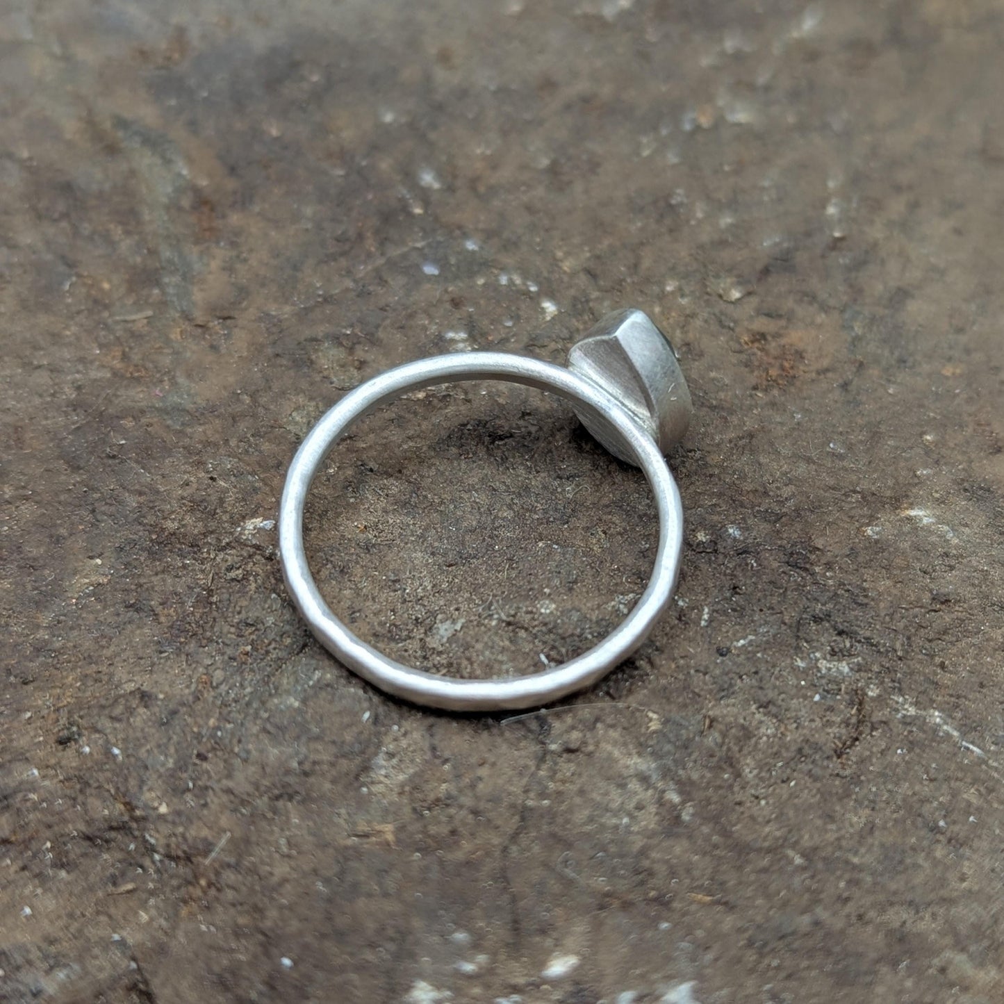 Moss Aquamarine Tear Drop Ring - Size 9.25