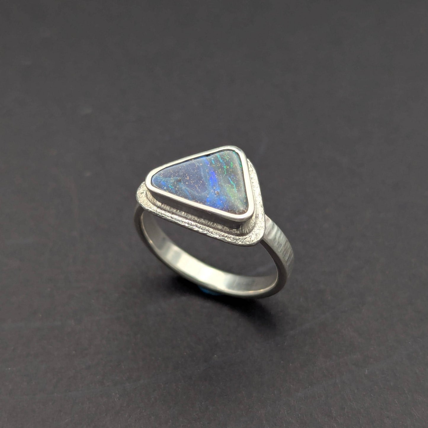 Triangle Australian Boulder Opal Ring - Size 9
