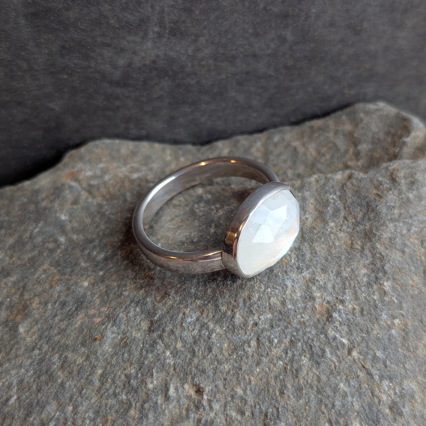 Rainbow Moonstone Ring - Size 8.5