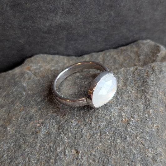Rainbow Moonstone Ring - Size 8.5
