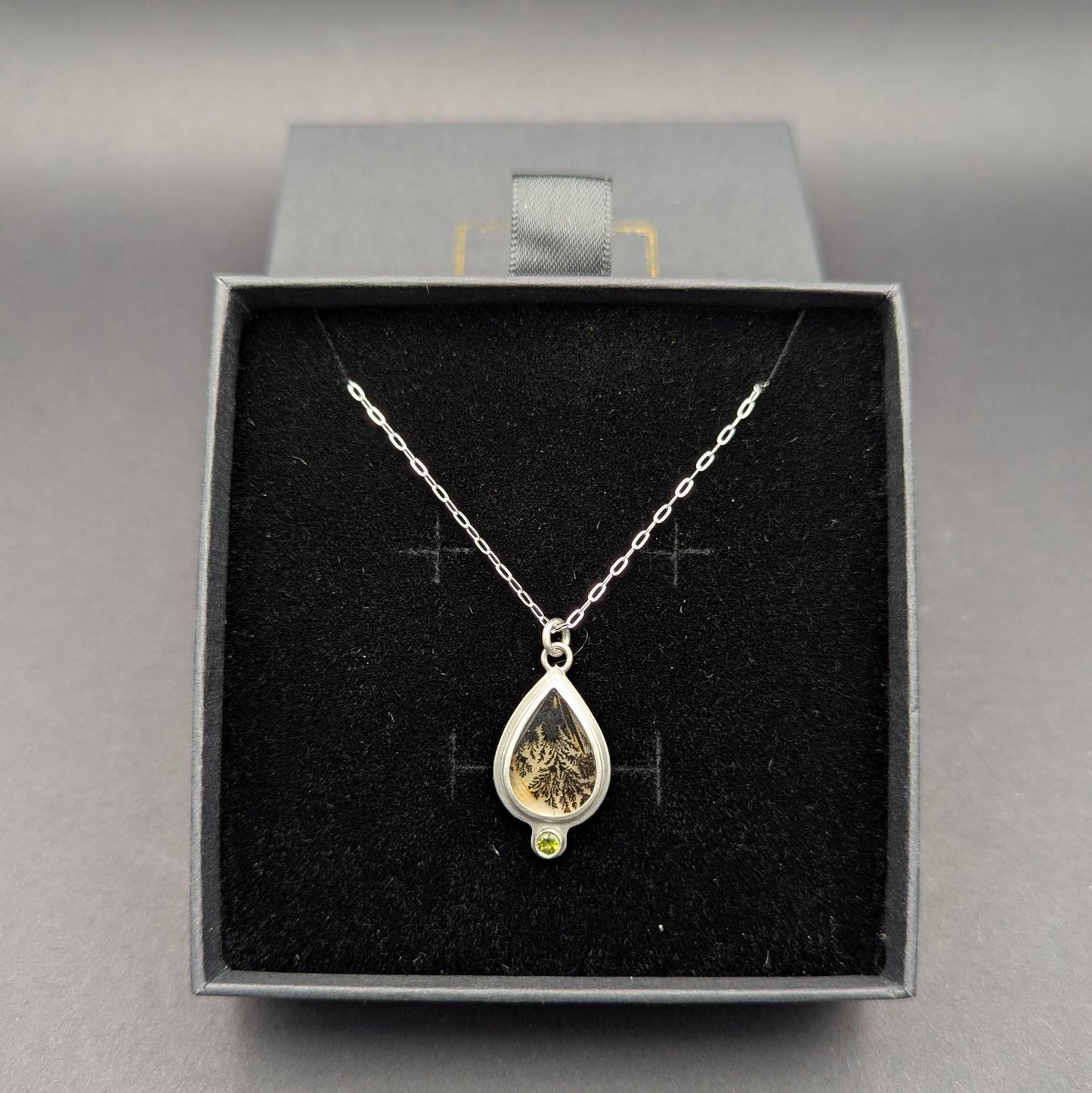 Dendritic Agate Necklace with Green Tourmaline