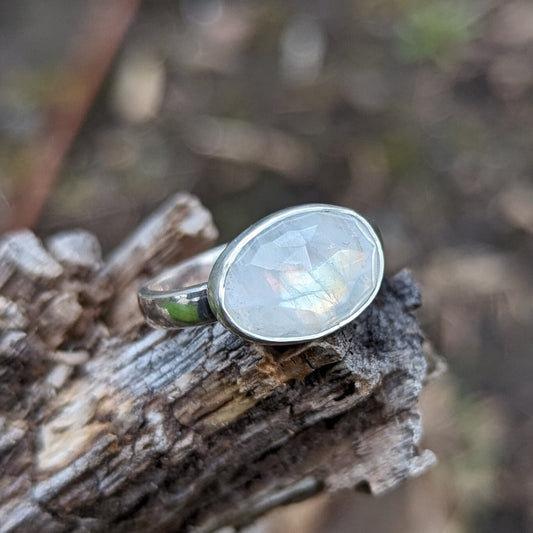 Rainbow Moonstone Ring - Size 8.5