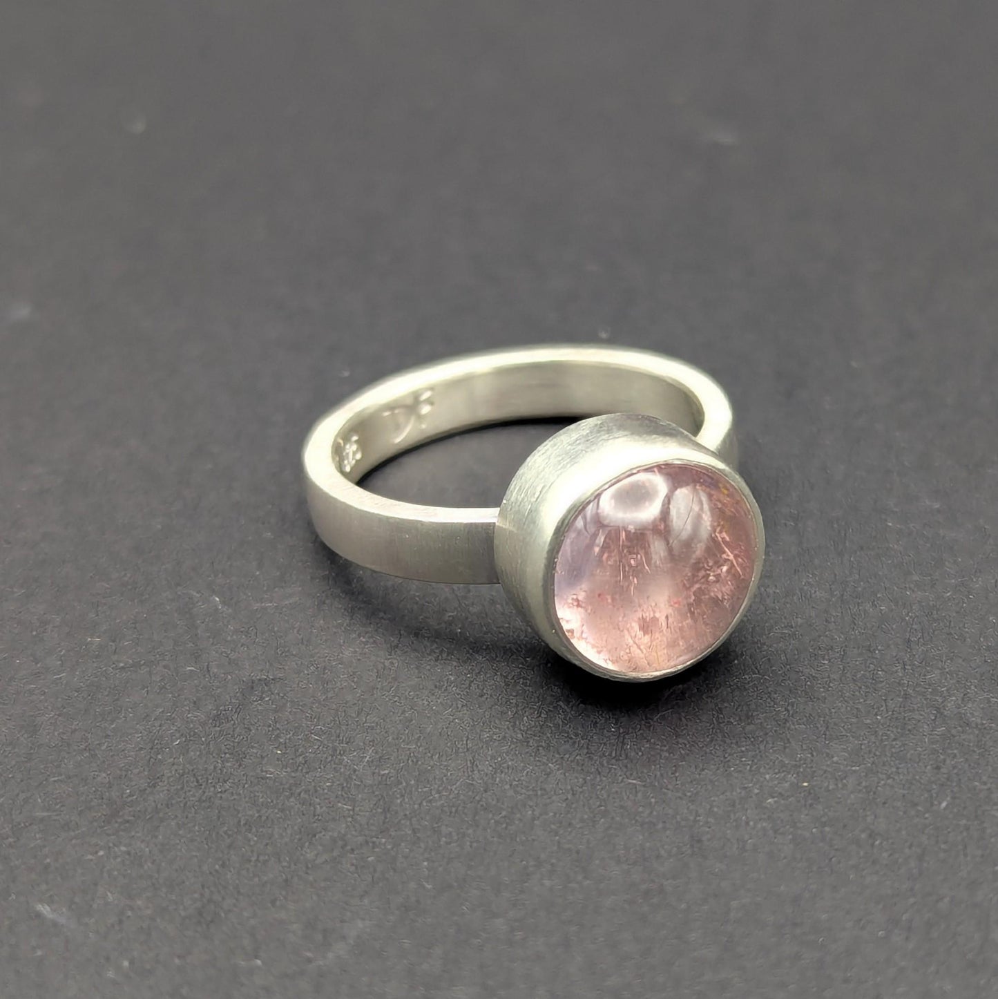 Pink Tourmaline Cabochon Ring - Size 6.5