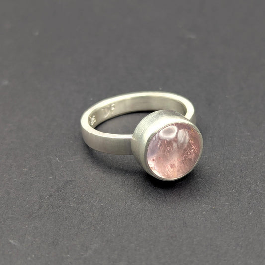 Pink Tourmaline Cabochon Ring - Size 6.5