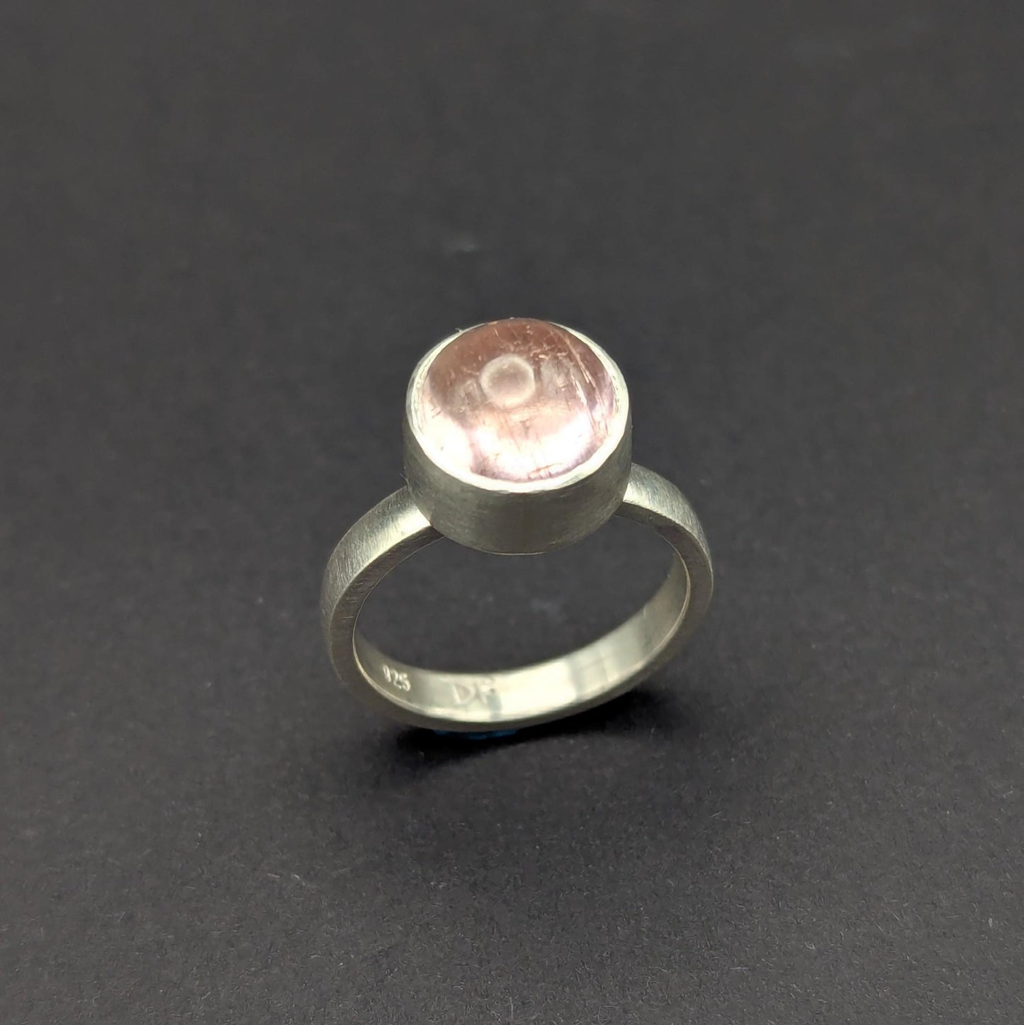 Pink Tourmaline Cabochon Ring - Size 6.5