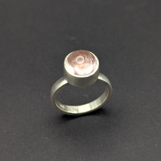 Pink Tourmaline Cabochon Ring - Size 6.5