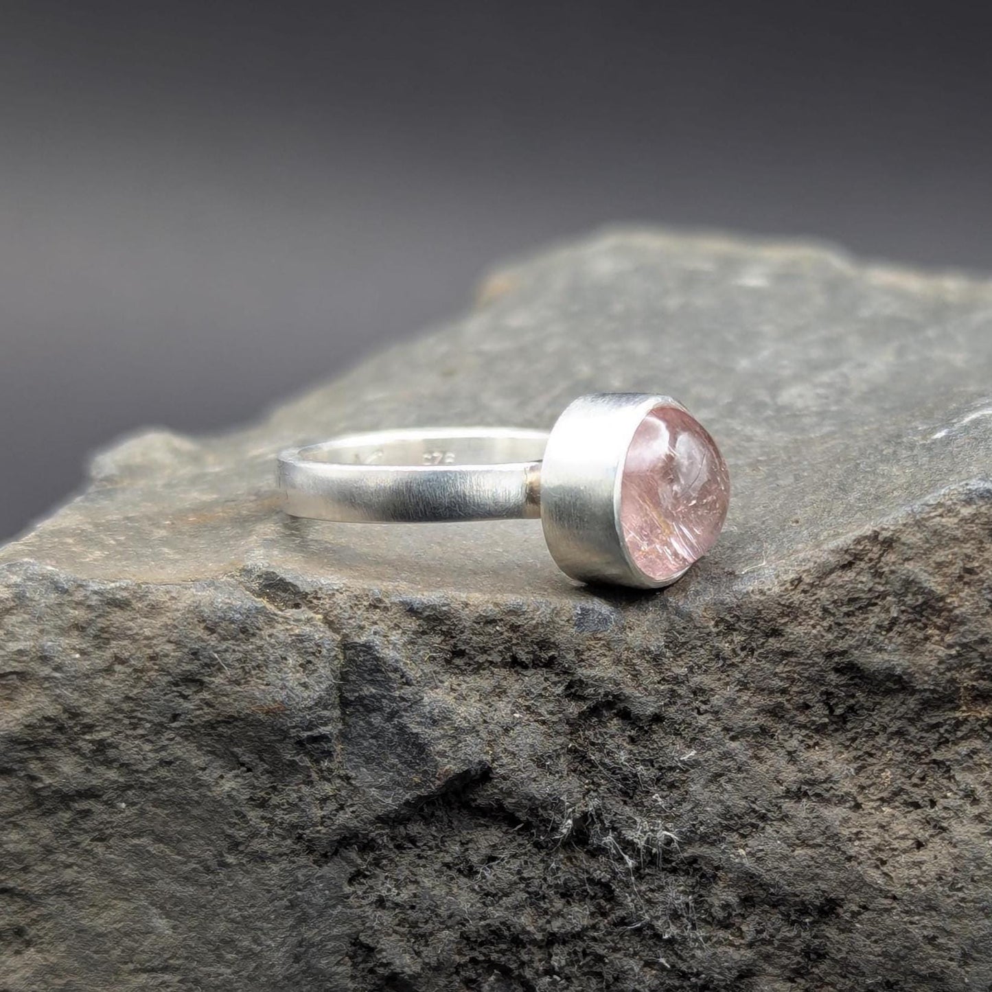 Pink Tourmaline Cabochon Ring - Size 6.5