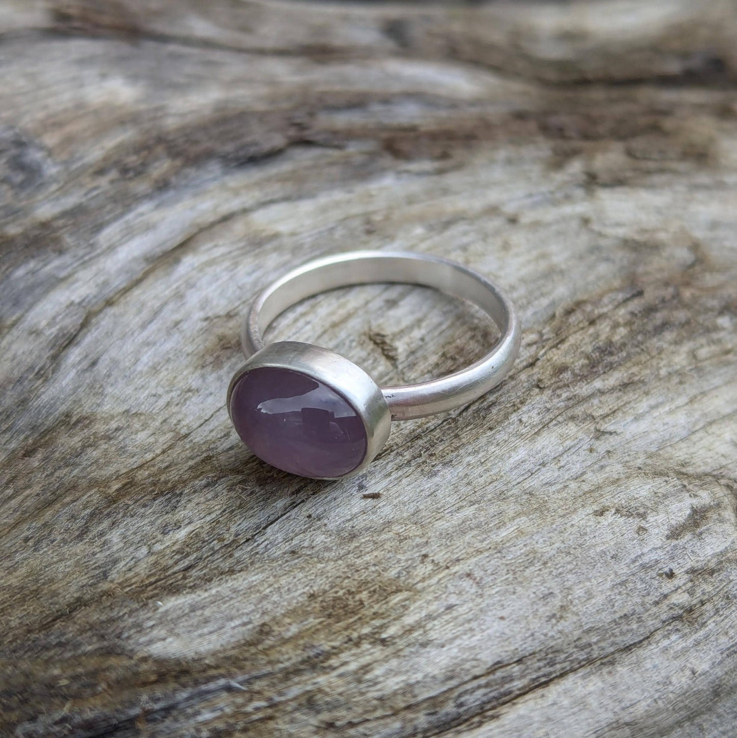 Glowing Purple Chalcedony Ring - Size 6.25