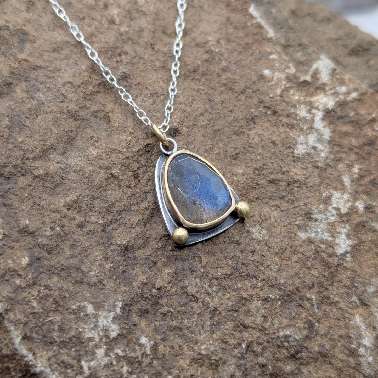 Labradorite and 18 Karat Gold Necklace
