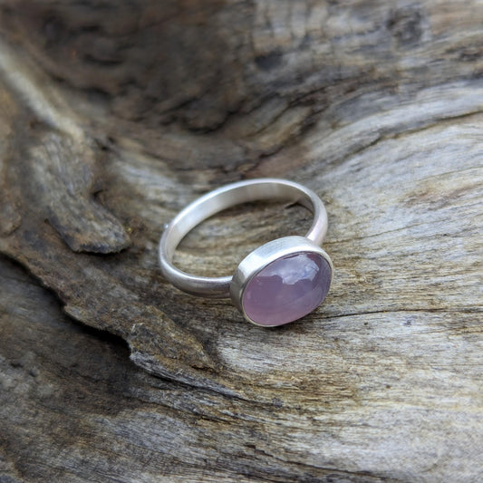 Glowing Purple Chalcedony Ring - Size 6.25