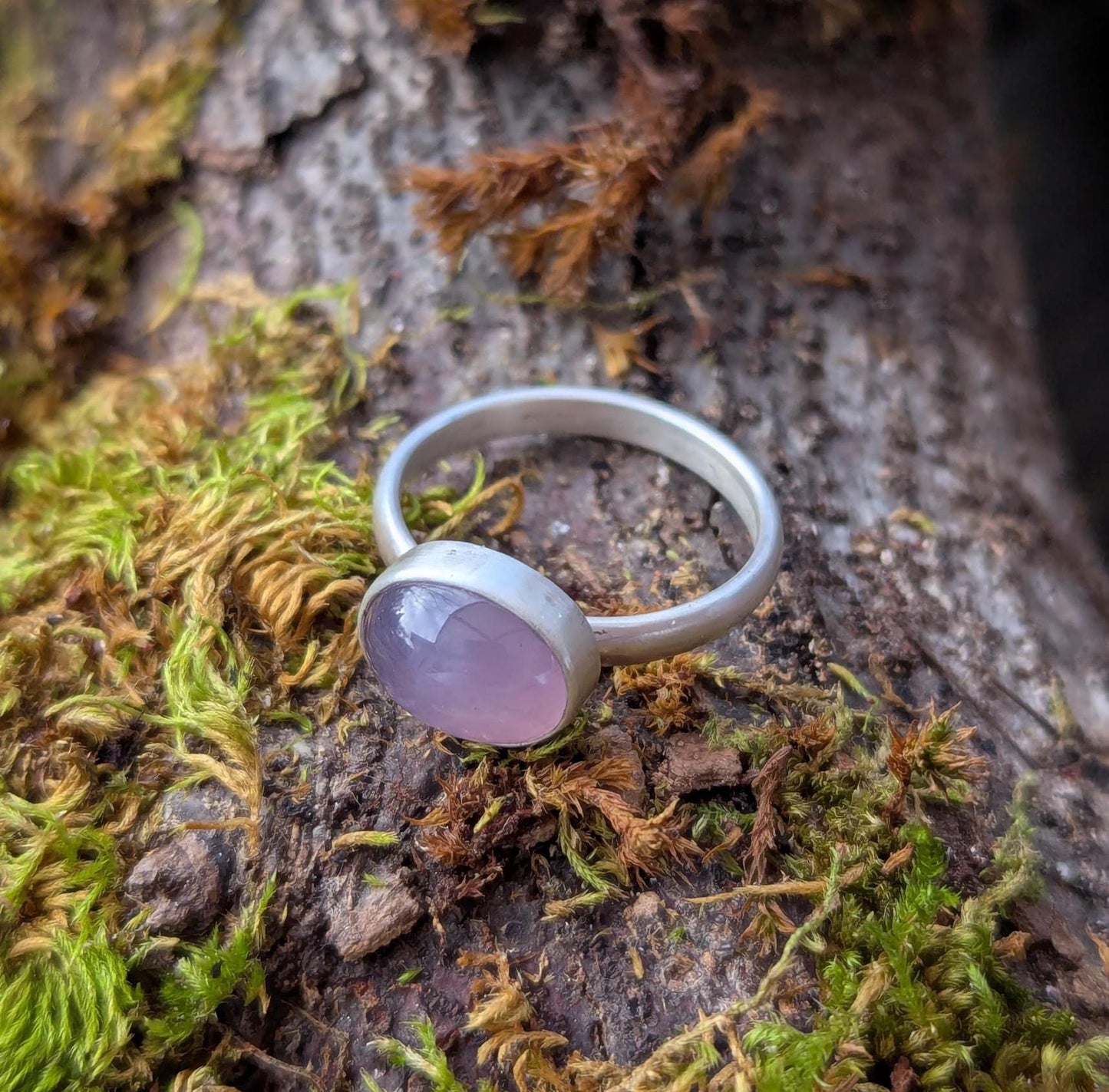 Glowing Purple Chalcedony Ring - Size 6.25
