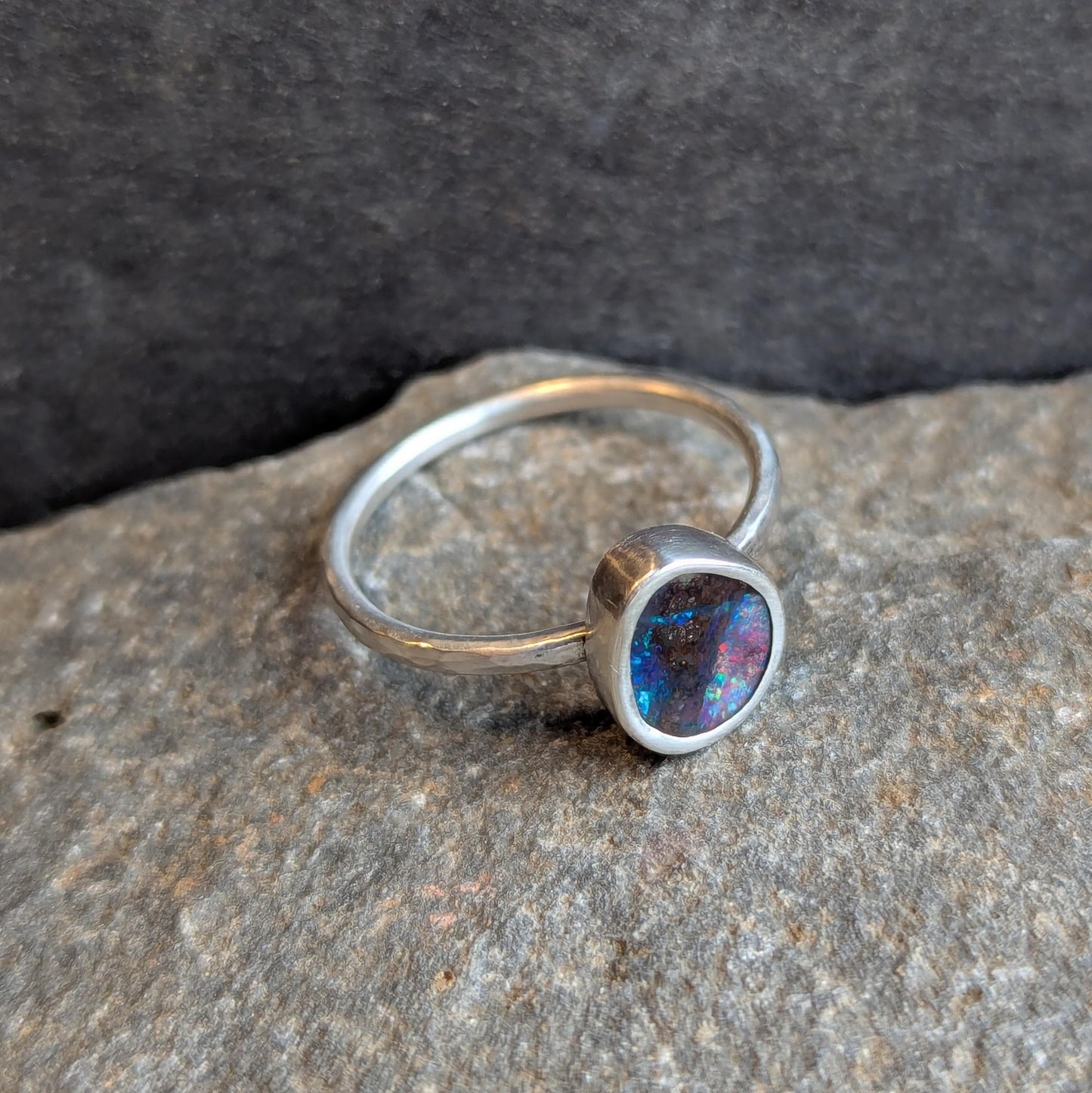 Australian Boulder Opal Ring - Size 7.5