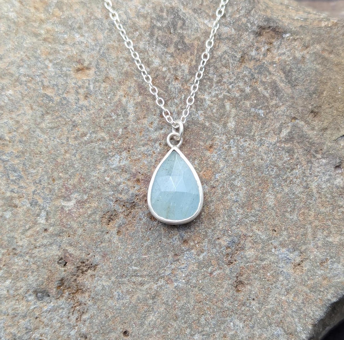 Moss Aquamarine Sterling Silver Necklace