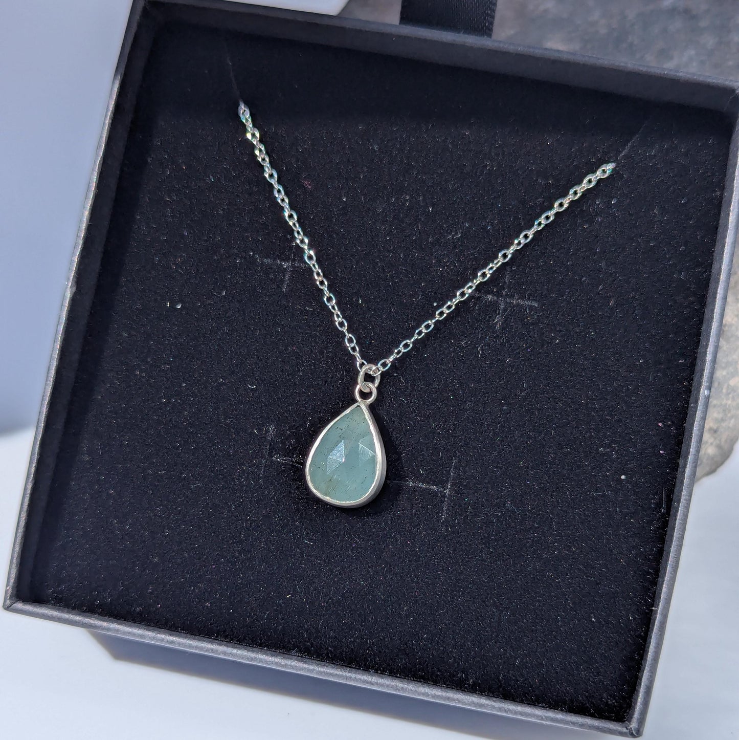 Moss Aquamarine Sterling Silver Necklace