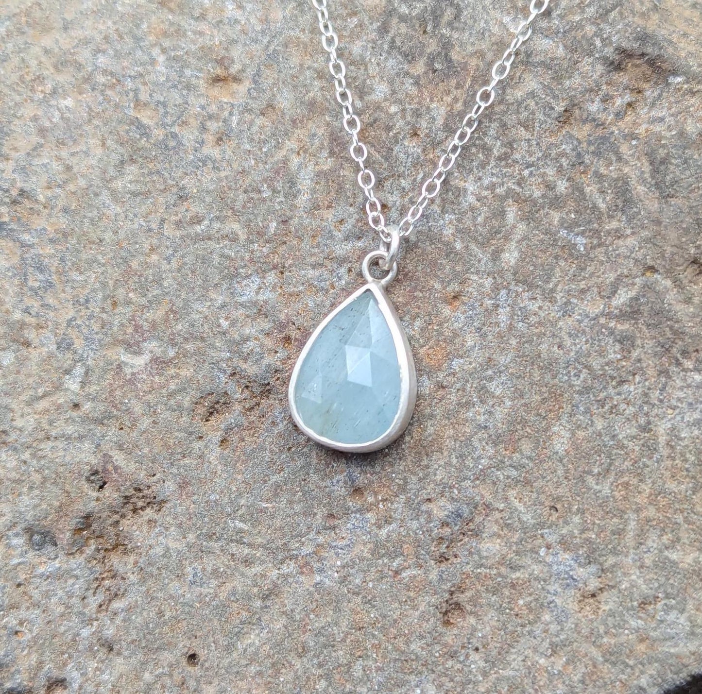 Moss Aquamarine Sterling Silver Necklace