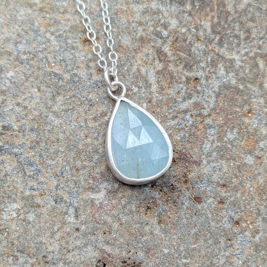 Moss Aquamarine Sterling Silver Necklace