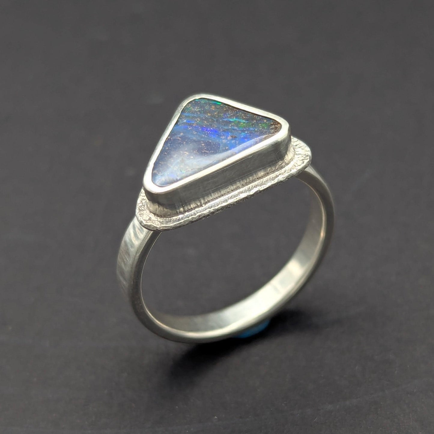 Triangle Australian Boulder Opal Ring - Size 9