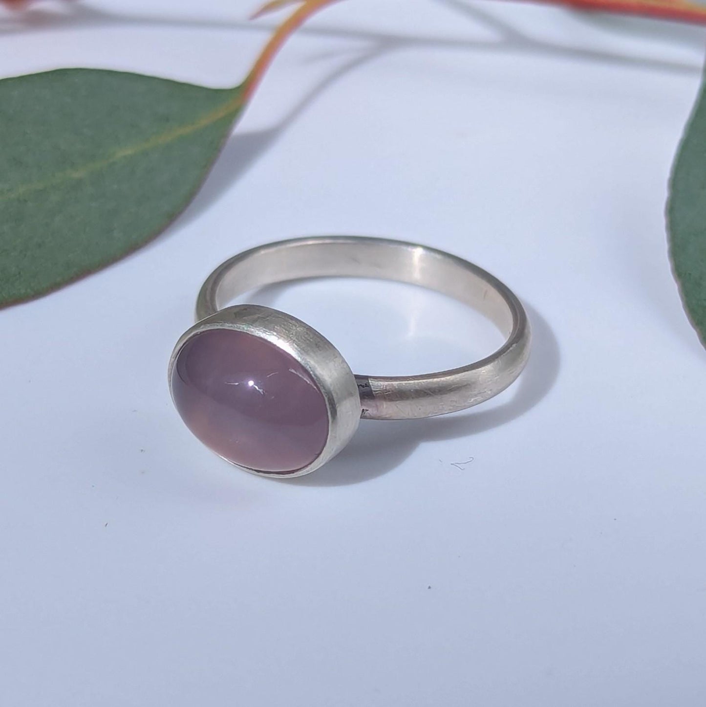 Glowing Purple Chalcedony Ring - Size 6.25