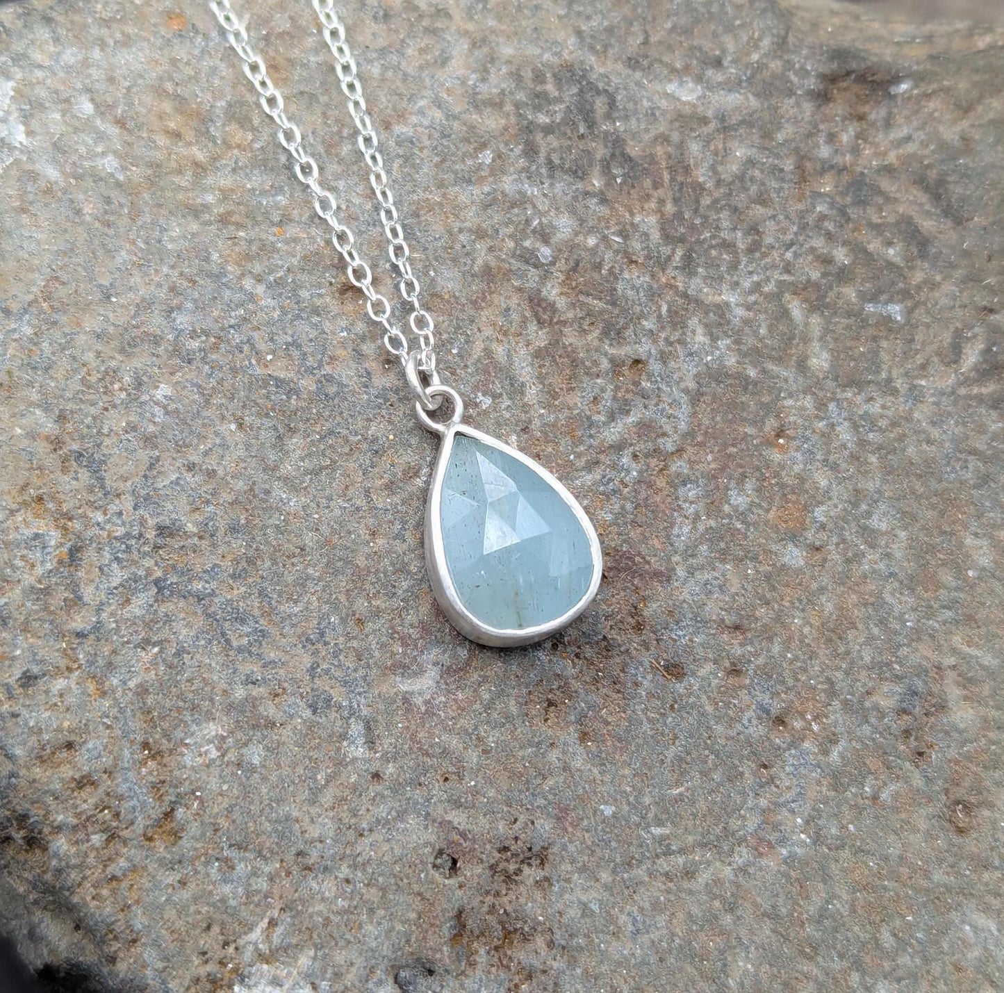 Moss Aquamarine Sterling Silver Necklace