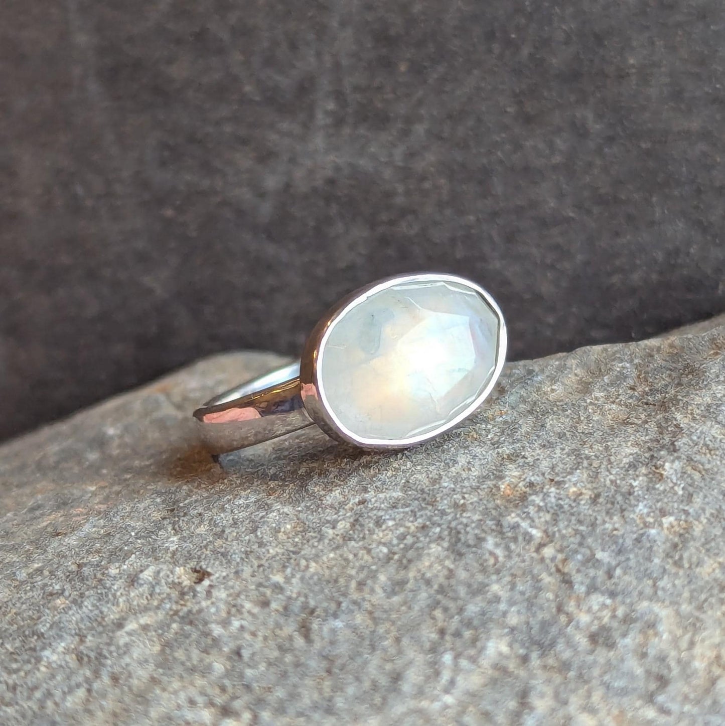 Rainbow Moonstone Ring - Size 8.5
