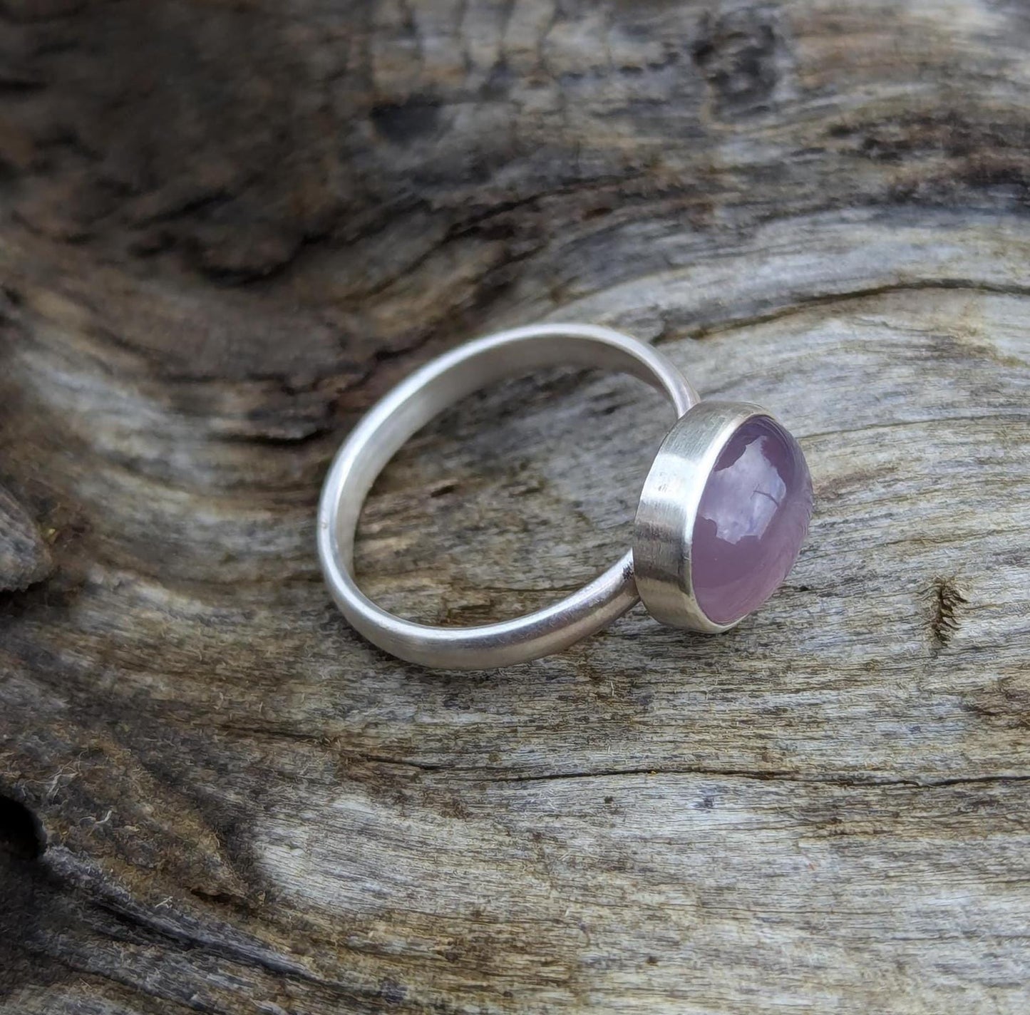 Glowing Purple Chalcedony Ring - Size 6.25