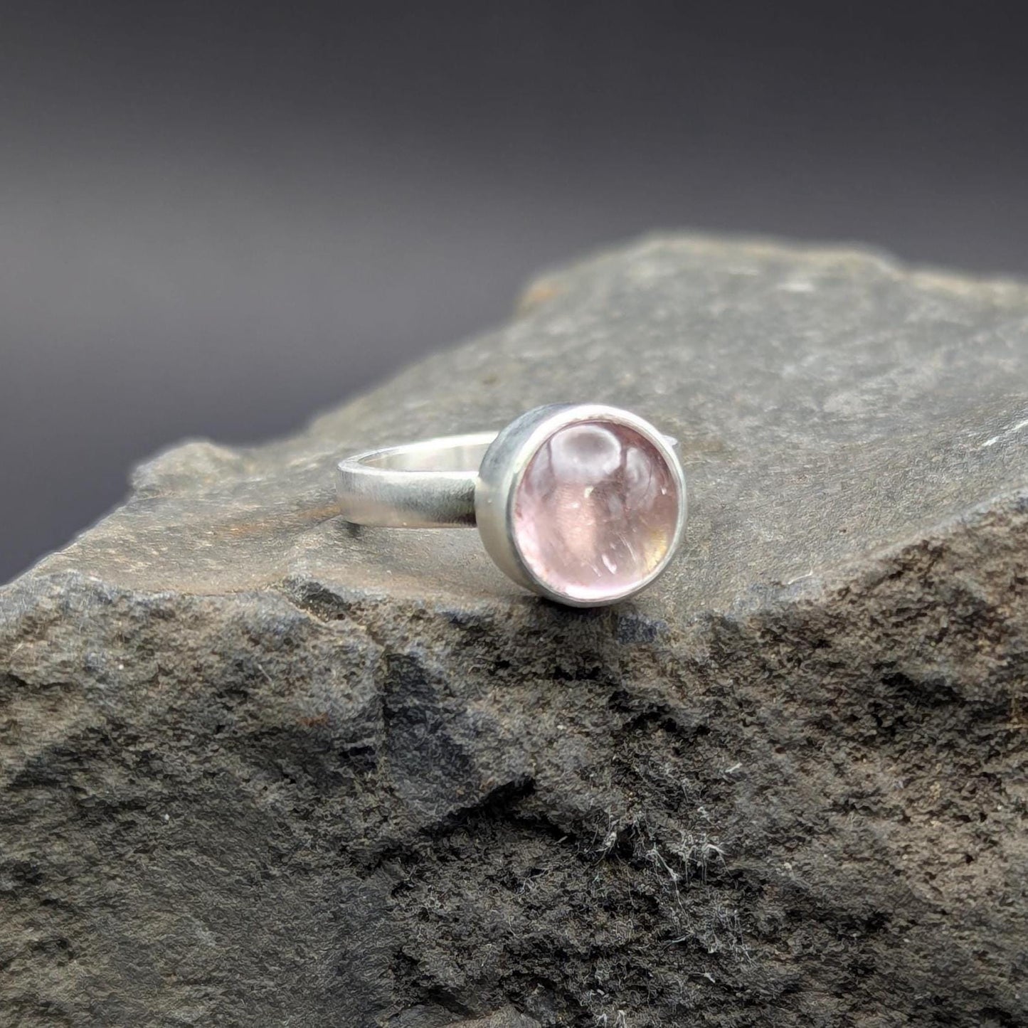 Pink Tourmaline Cabochon Ring - Size 6.5