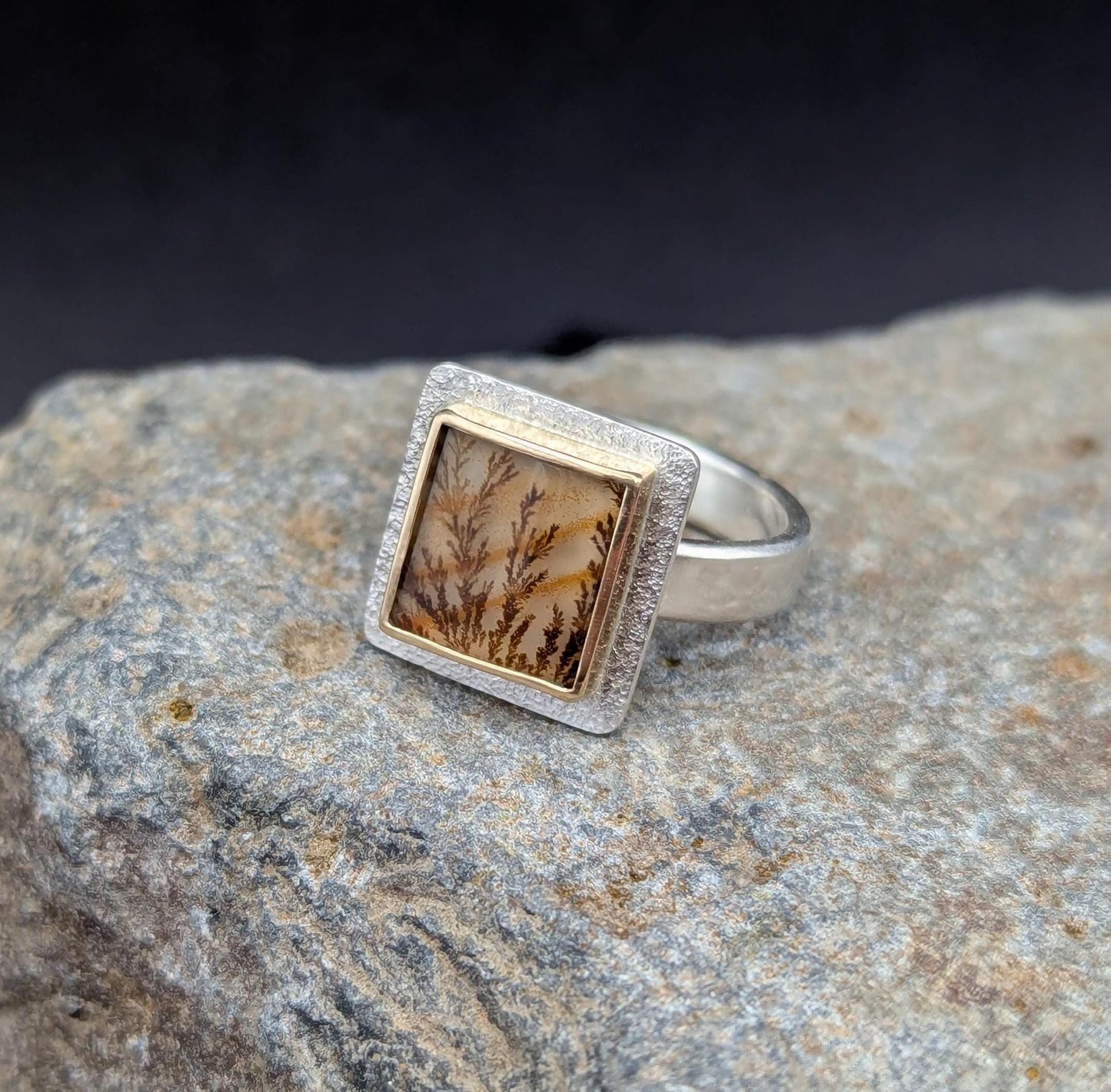 Dendritic Agate Ring -  Size 6