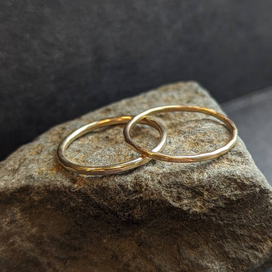 Solid 14 Karat Gold Hammered Stacker