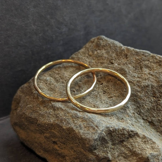 Solid 14 Karat Gold Hammered Stacker