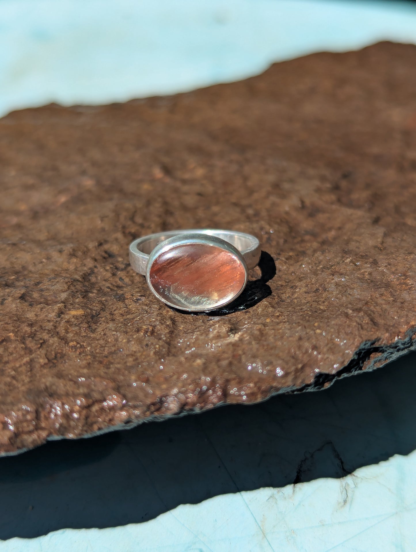 Shimmering Oregon Sunstone Ring - Size 7