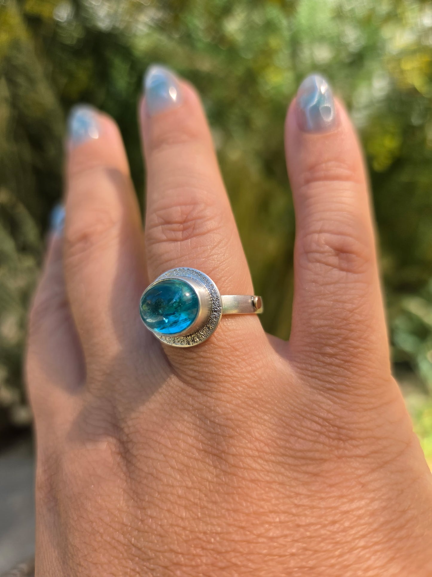 Apatite Cabochon Ring - Size 7