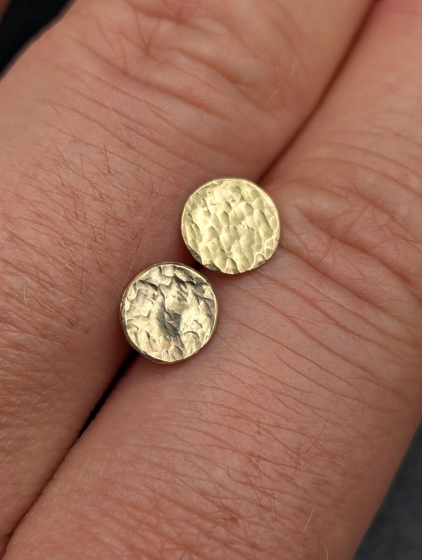 Solid 14k Gold Hammered Studs