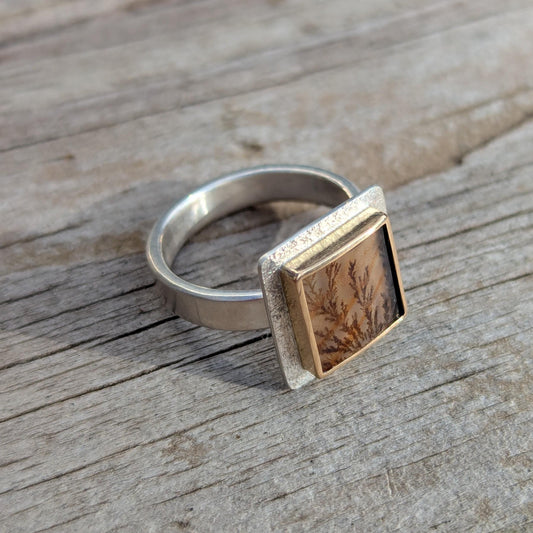 Dendritic Agate Ring -  Size 6