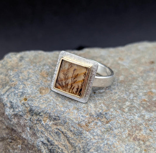 Dendritic Agate Ring -  Size 6