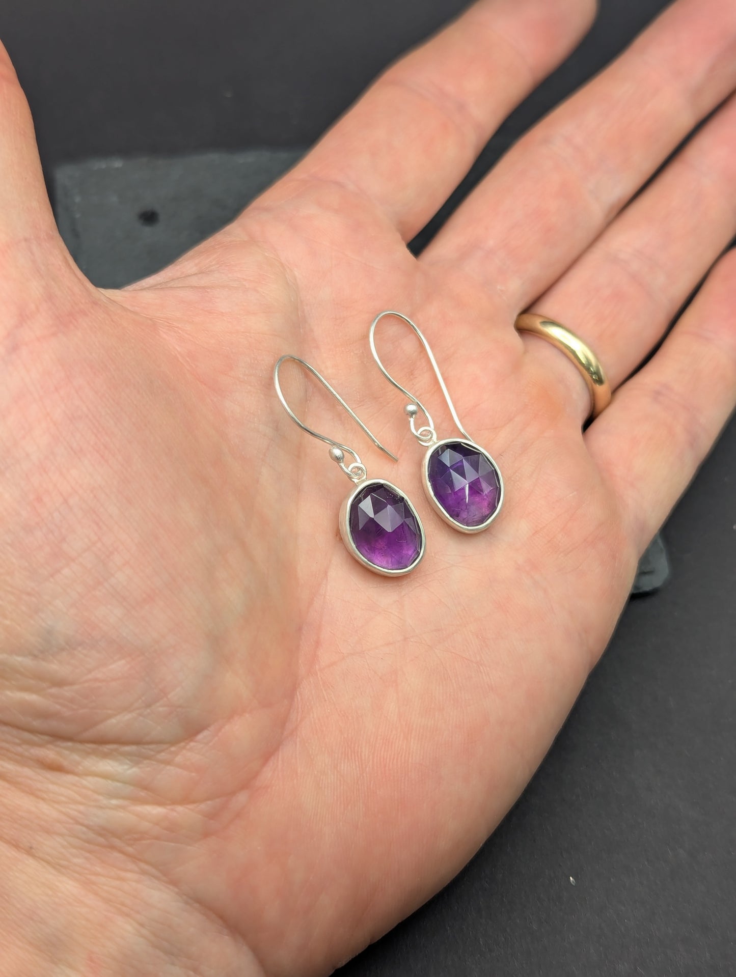 Rose Cut Amethyst Earrings