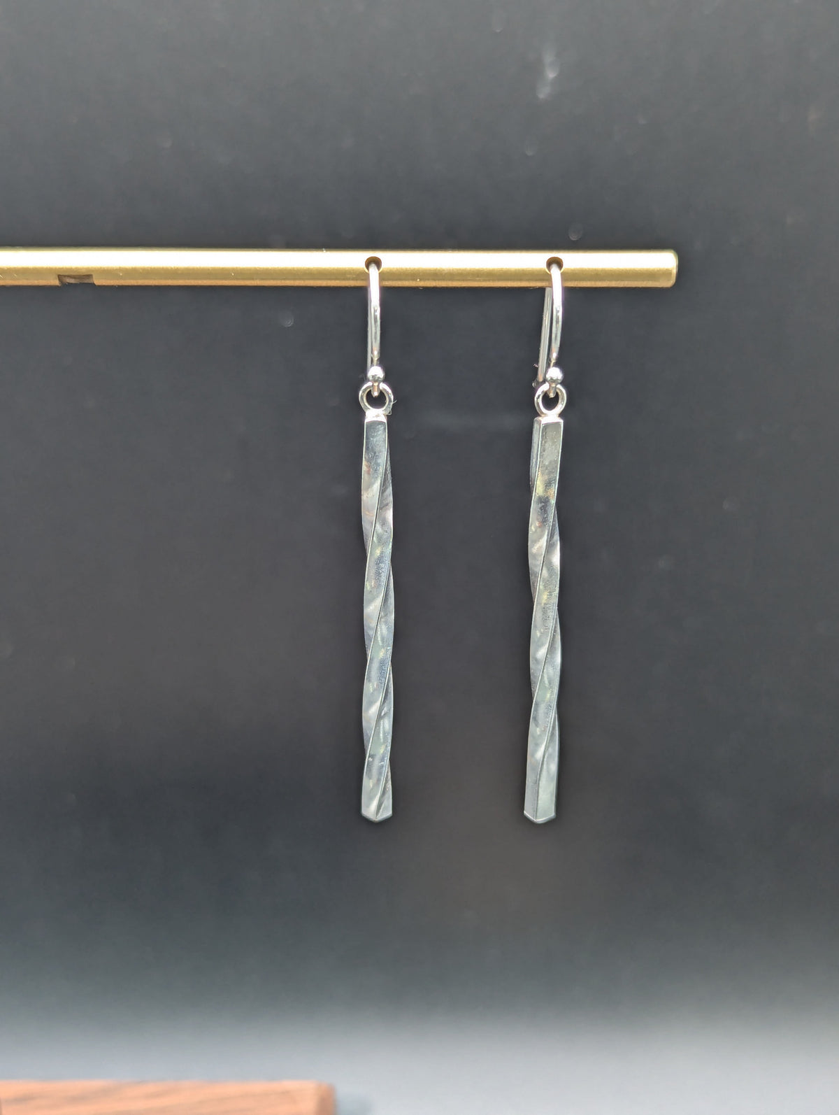Twisted Silver Bar Earrings