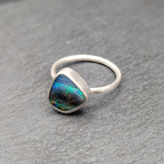 Australian Boulder Opal Ring - Size 6.5