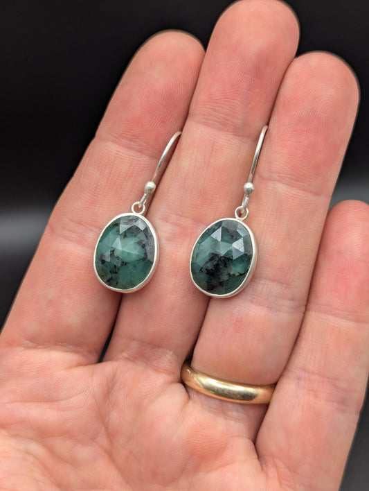 Rose Cut Emerald Earrings