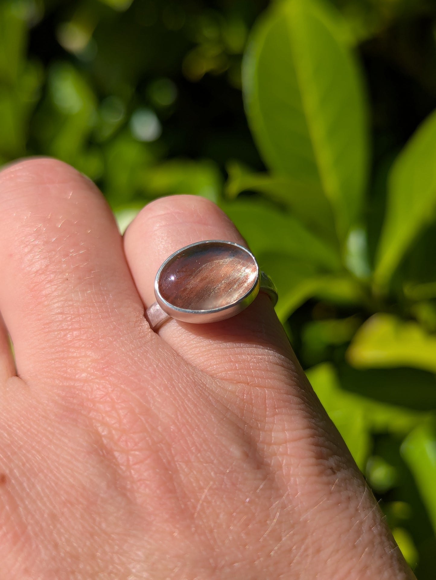 Shimmering Oregon Sunstone Ring - Size 7
