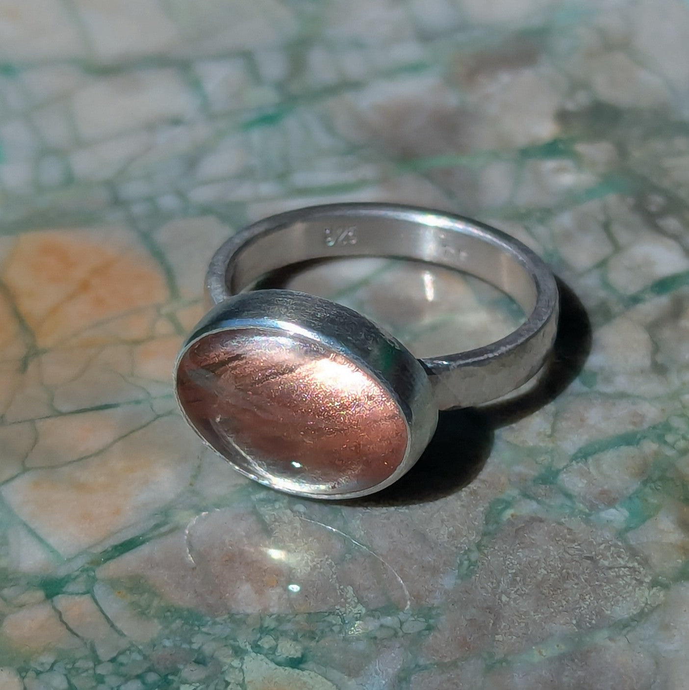 Shimmering Oregon Sunstone Ring - Size 7