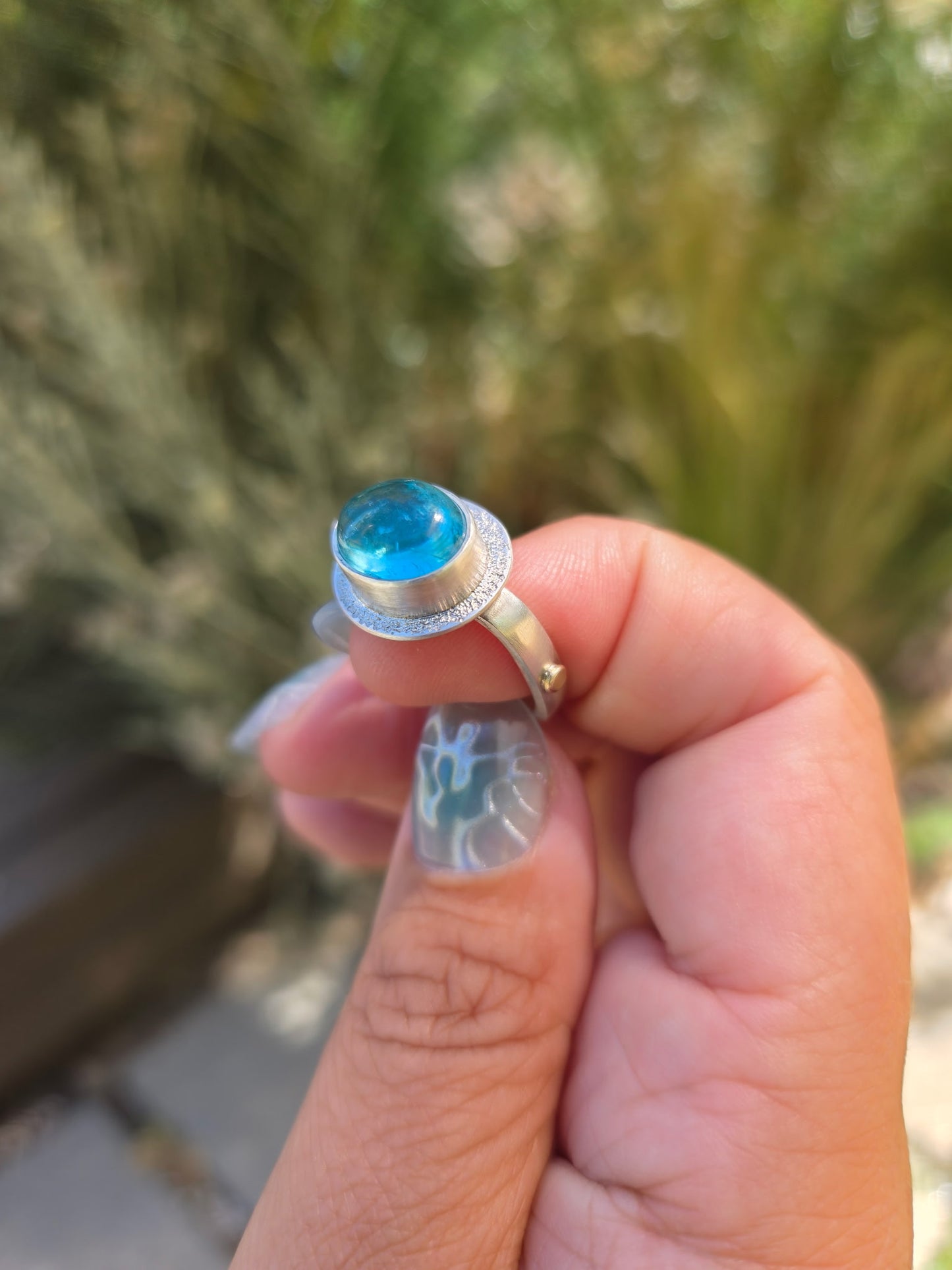 Apatite Cabochon Ring - Size 7