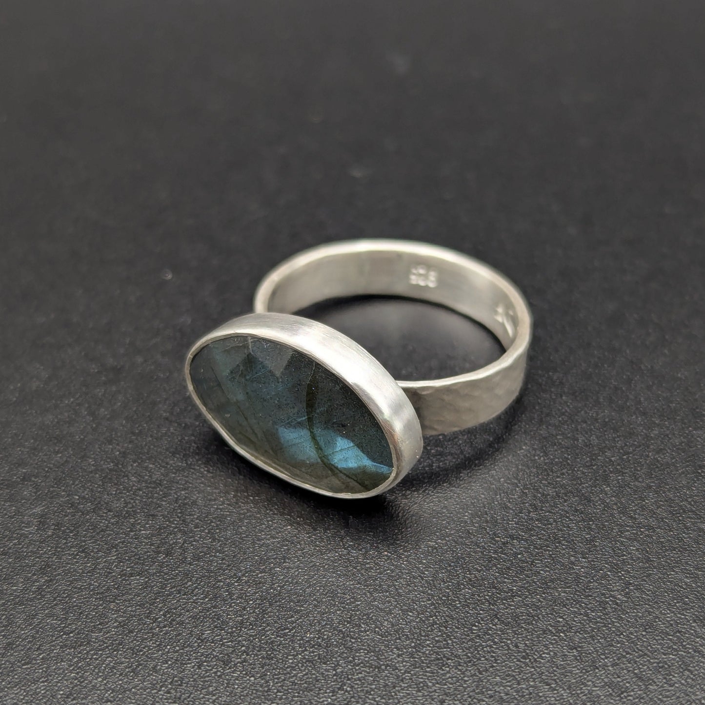 Rose Cut Labradorite Ring - Size 7