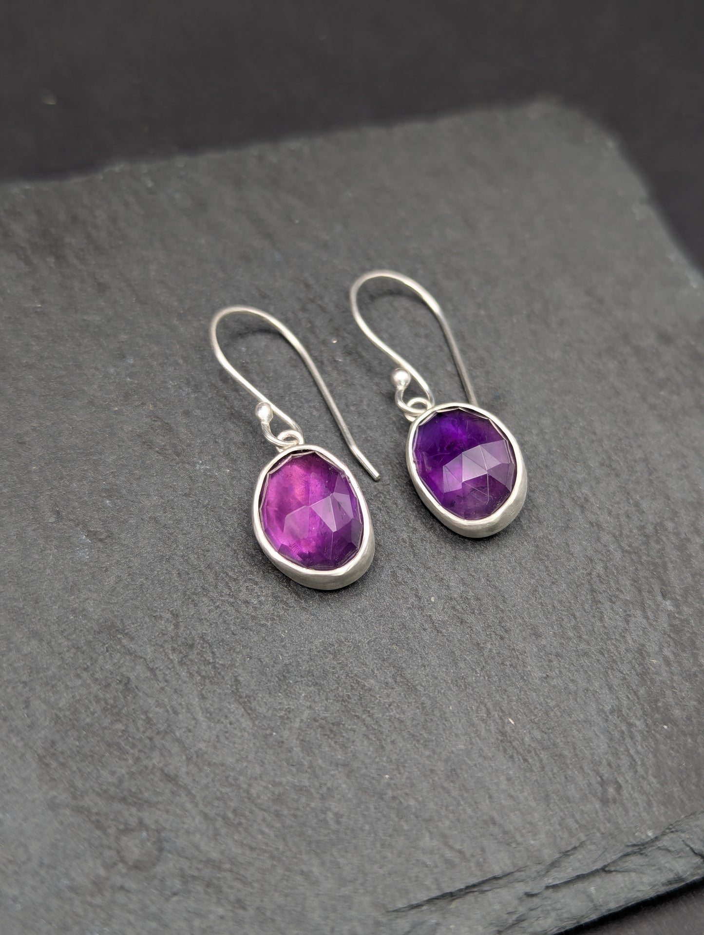 Rose Cut Amethyst Earrings