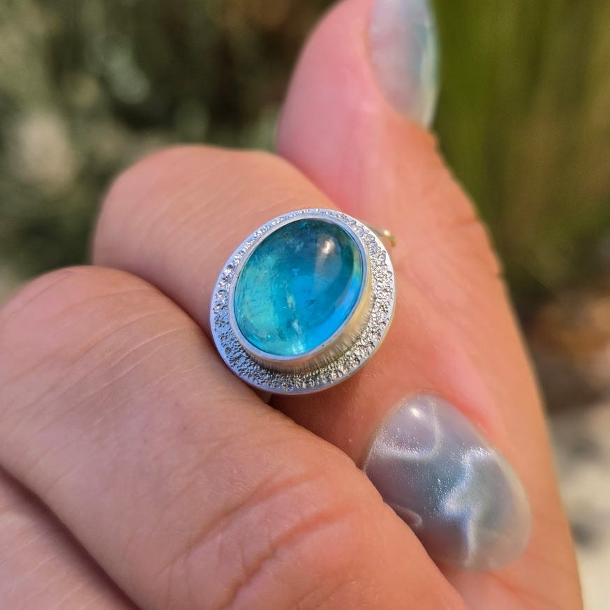 Apatite Cabochon Ring - Size 7