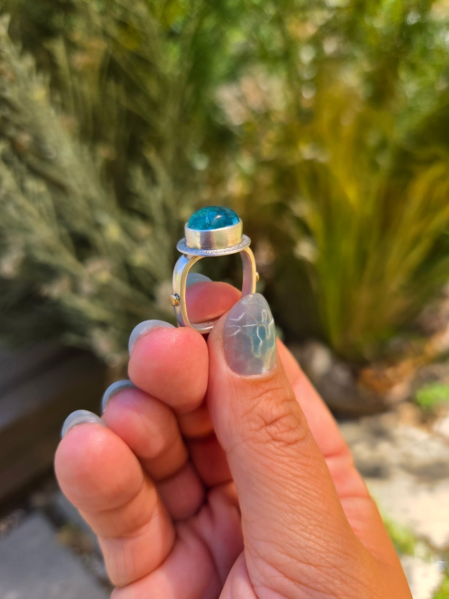 Apatite Cabochon Ring - Size 7