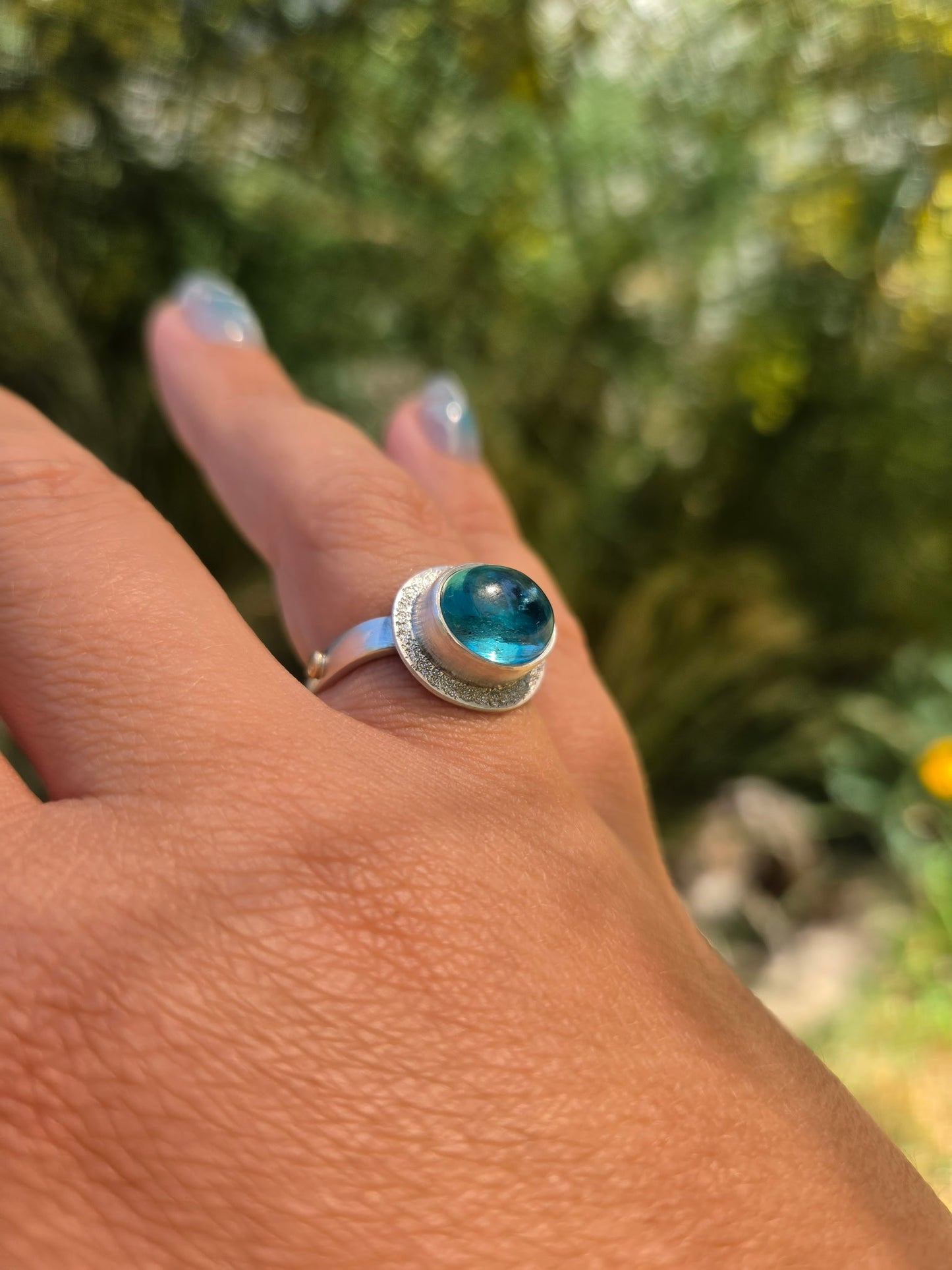 Apatite Cabochon Ring - Size 7