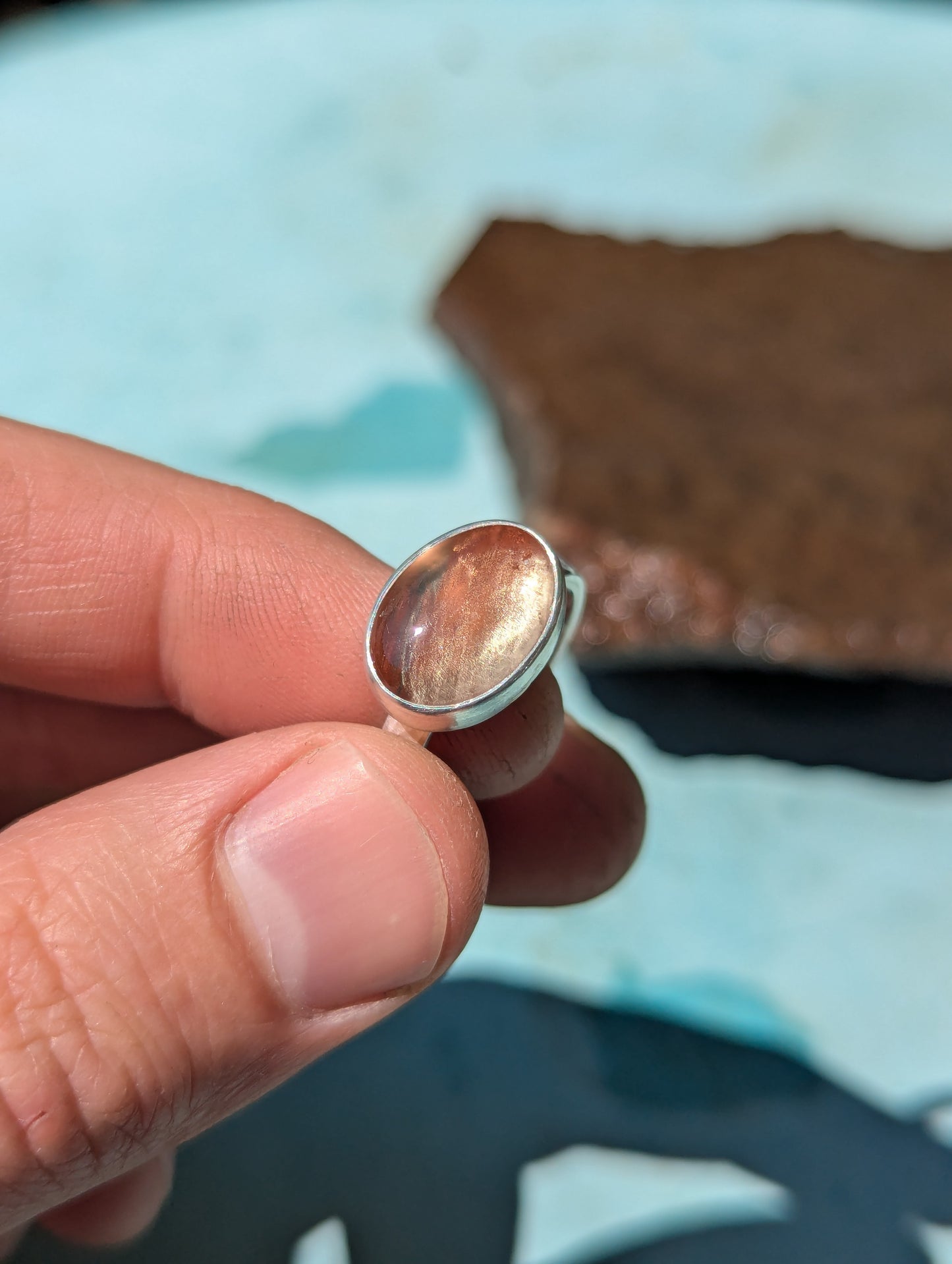 Shimmering Oregon Sunstone Ring - Size 7